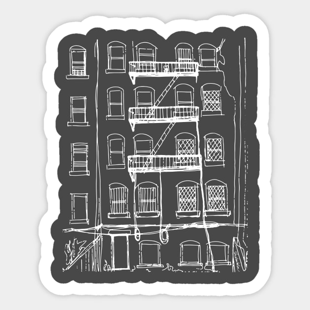 Brooklyn Alley (white ink) Sticker by BigBridgeStudios